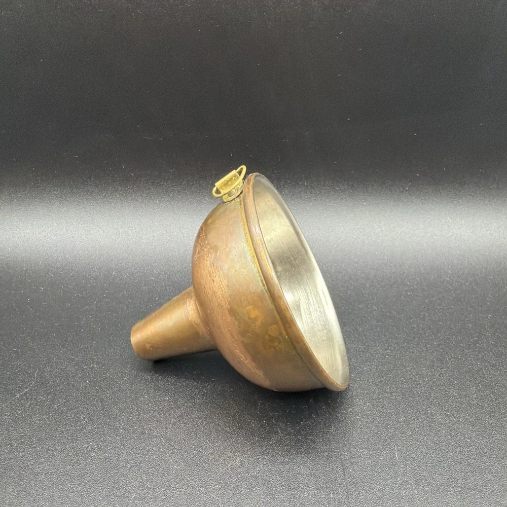 Antique COPPER Galvanized Inside Metal Small Funnel w/ Hanger Farmhouse 3